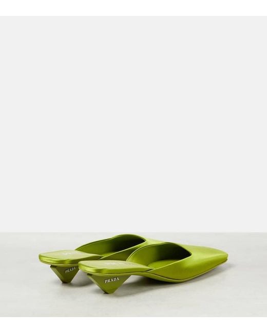 Prada Yellow Satin Mules