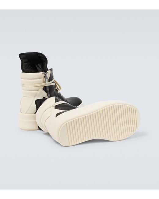 Rick Owens Black Leather High-top Platform Sneakers for men