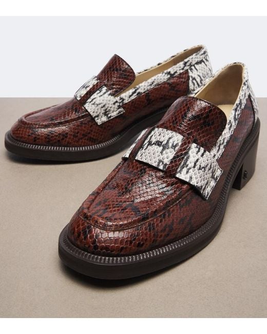 Jimmy Choo Brown Tylor Snake-Effect Leather Loafer Pumps