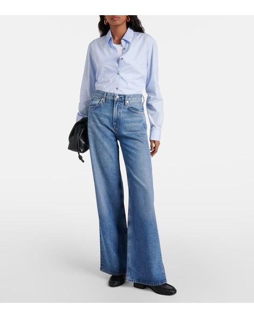 Citizens of Humanity Blue Mid-Rise Wide-Leg Jeans Paloma