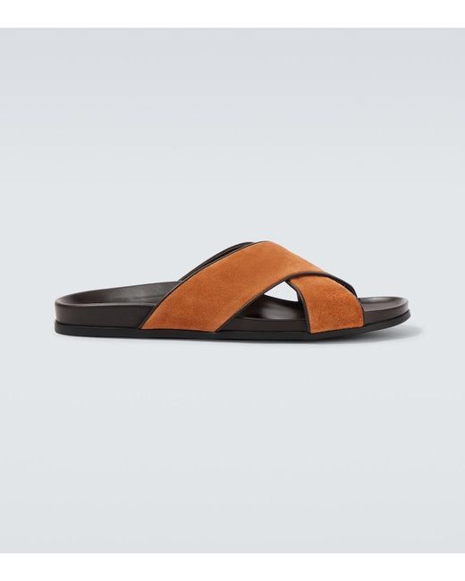 Manolo Blahnik Brown Chiltern Suede Slides for men
