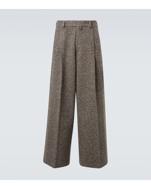 Dries Van Noten Weite Hose Aus Einem Wollgemisch in Gray für Herren