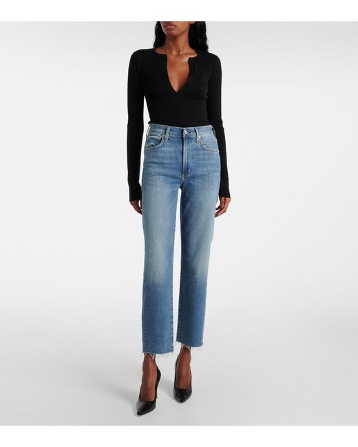 Citizens of Humanity Blue Caia High-Rise Straight Jeans