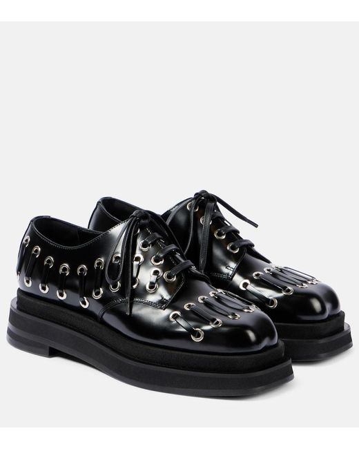 Simone Rocha Black 50 Lace-Up Flatform Derby Shoes