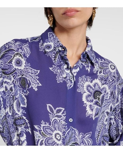Etro Blue Floral Bandana Print Chemisier