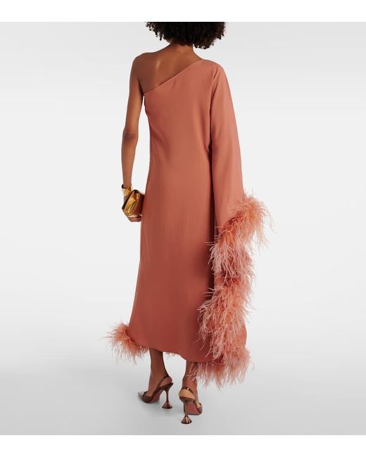 ‎Taller Marmo Orange Ubud Extravaganza Feather-trimmed Gown