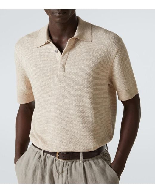 Zegna Natural Cotton, Linen, And Silk Polo Shirt for men