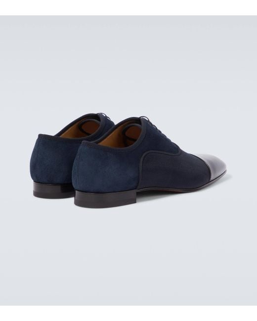 Christian Louboutin Blue Greggo Leather-trimmed Oxford Shoes for men