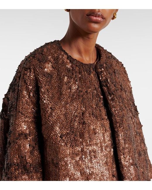 Dries Van Noten Brown Sequined Jacket