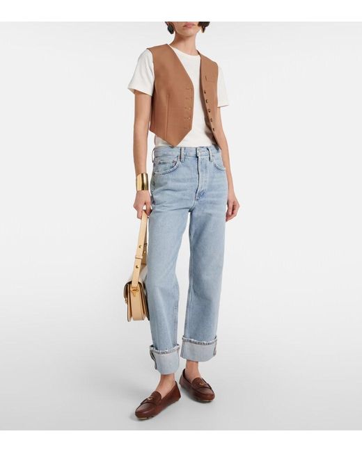 Agolde Blue Fran Mid-Rise Straight Jeans