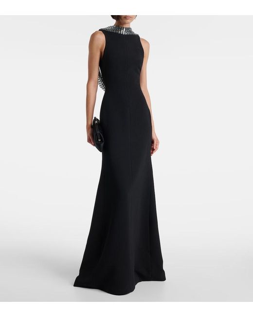 David Koma Black Embellished Cady Gown