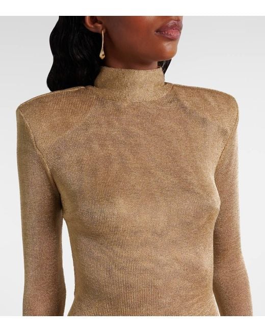 The New Arrivals Ilkyaz Ozel Natural Donyale Knitted Lame Gown