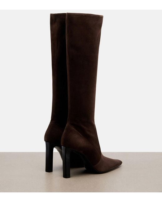Saint Laurent Black Francoise Suede Knee-High Boots