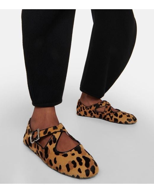 Alaïa Leopard-Print Ballet Flats in Brown | Lyst
