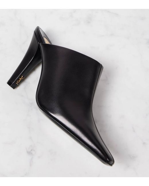 Mules Jill 95 En Cuir Saint Laurent en coloris Black