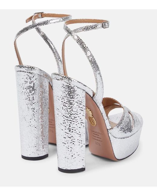 Aquazzura White Sinner Leather Platform Sandals