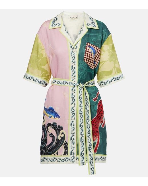 Vestido Corto Rochester De Lino Con Cinturon ALÉMAIS de color White