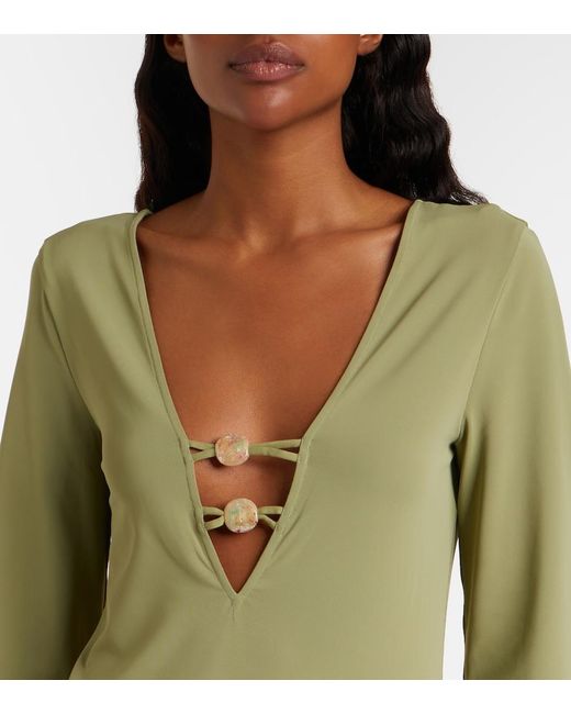 Eres Green Fabuleuse Beaded Midi Dress
