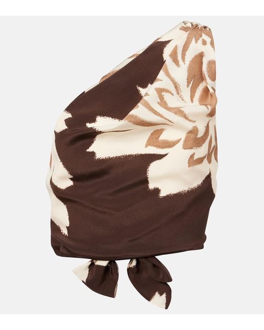Top De Saten De Seda Floral Sir de color Brown