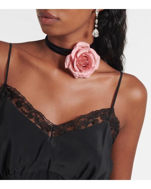 Jennifer Behr Red Floral-Applique Choker