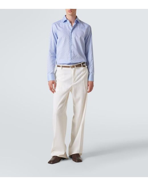 Etro Blue Printed Cotton Shirt for men