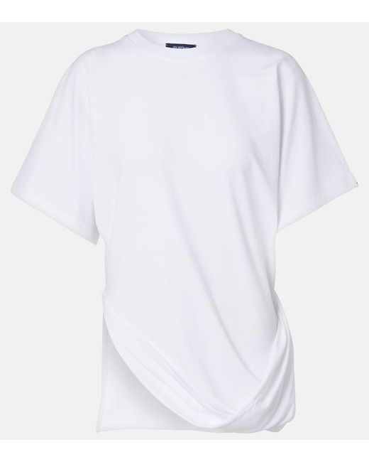 Sportmax White Keras Asymmetric Cotton-Blend T-Shirt