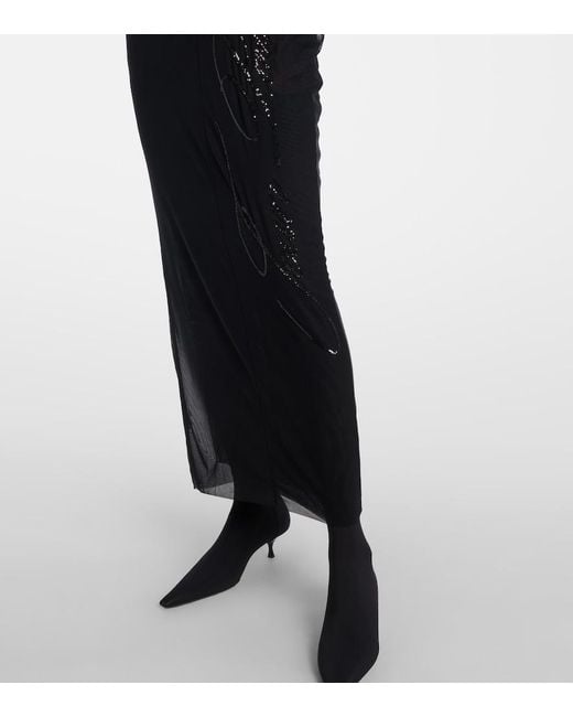 Jean Paul Gaultier Black Sequined Mesh Maxi Dress