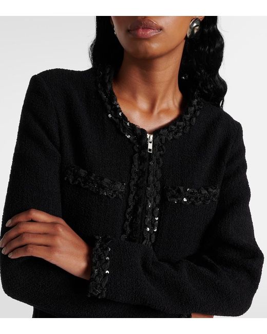 Giambattista Valli Black Sequined Wool-Blend Jacket