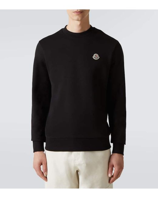 Moncler Logo-patch Cotton Sweatshirt in Black for Men | Lyst UK
