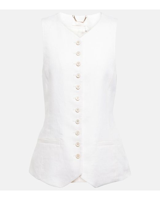 Chloé Linen Vest in White Lyst