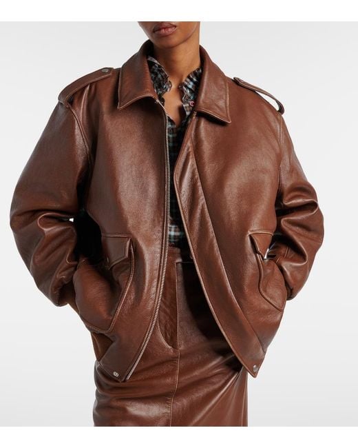 Prada Brown Bomberjacke Aus Leder Mit Shearling