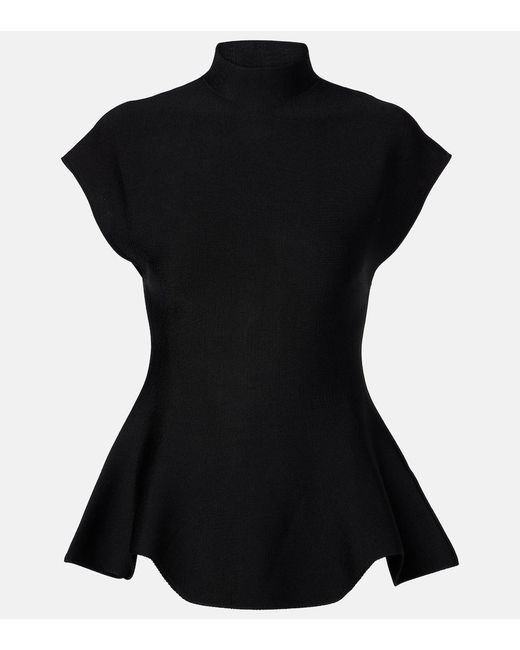 Khaite Black Andra Peplum Top