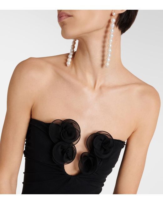 Magda Butrym Black Floral-applique Gown