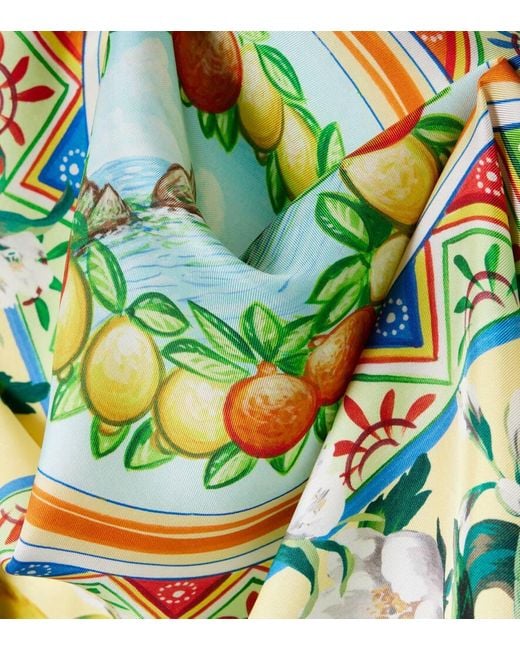 Dolce & Gabbana Green Bedrucktes Tuch Aus Seiden-Twill