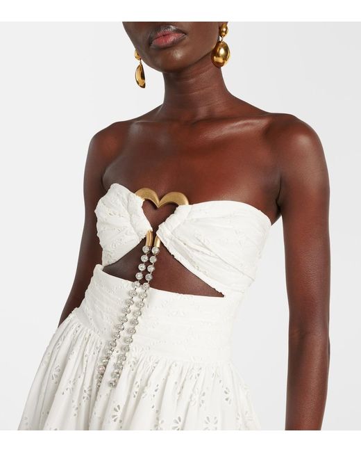 Area White Draped Cotton Minidress