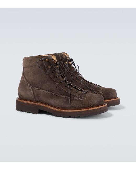 Brunello Cucinelli Brown Suede Ankle Boots for men