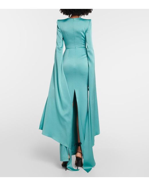 Alex Perry Green Bennett Satin Gown