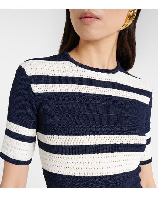 Ralph Lauren Blue Knitted Striped Crop Top