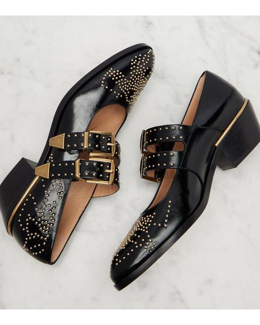 Chloé Black Susanna 40 Studded Leather Mary Jane Pumps