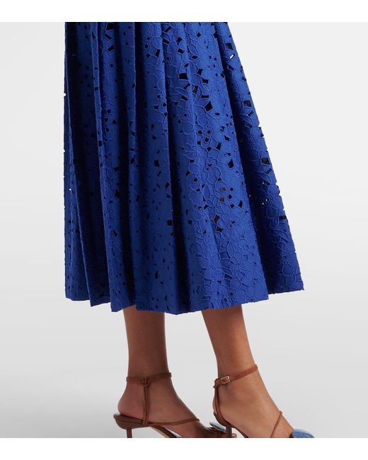 Vestido Camisero En Encaje De Algodon Floral Rebecca Vallance de color Blue