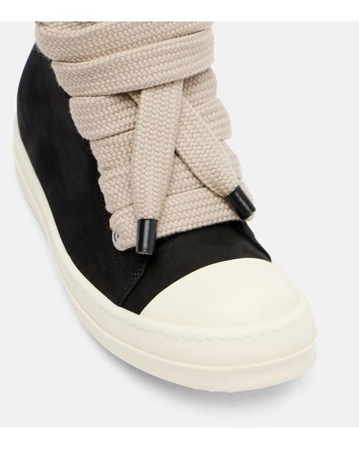 Rick Owens Black Jumbolace Geobasket Leather Sneakers