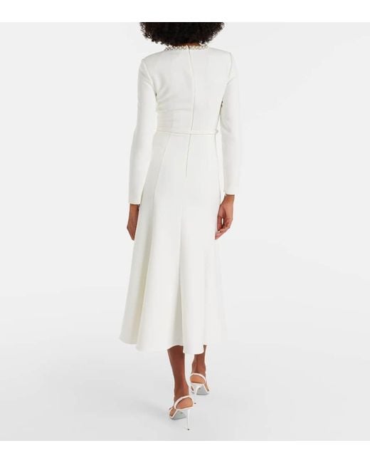 Roland Mouret White Crystal-Embellished Crepe Cocktail Dress