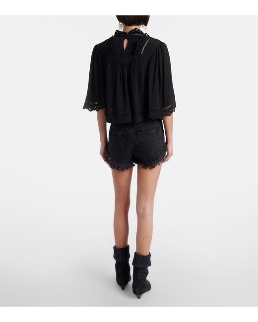 Isabel Marant Black Frany Broderie Anglaise Crepe Top