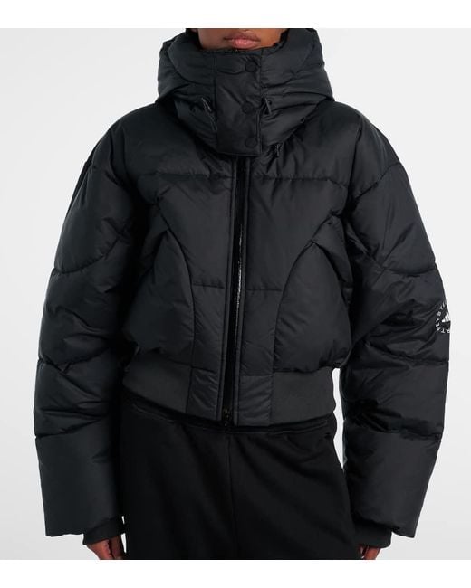 Adidas By Stella McCartney Black Wattierte Cropped-Jacke