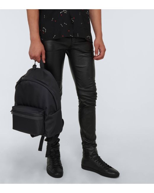 Saint Laurent Black Nylon And Leather City Backpack for men