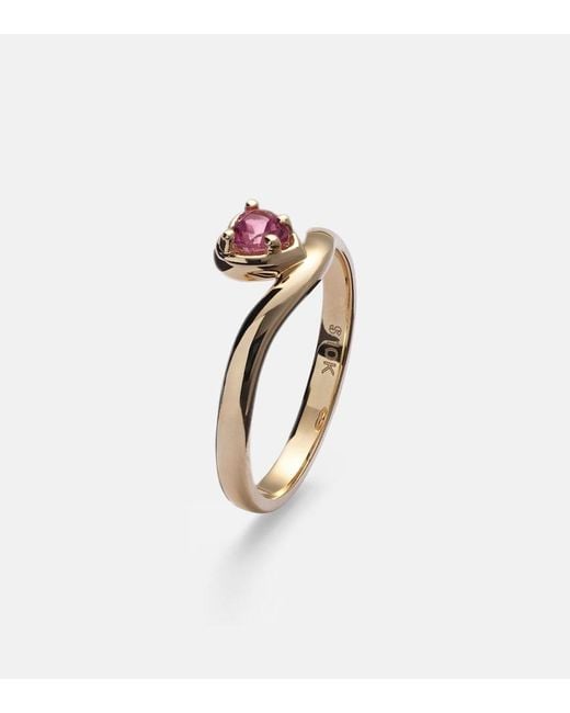 STONE AND STRAND White Sweetheart Bonbon Merge 10Kt Ring With Tourmaline