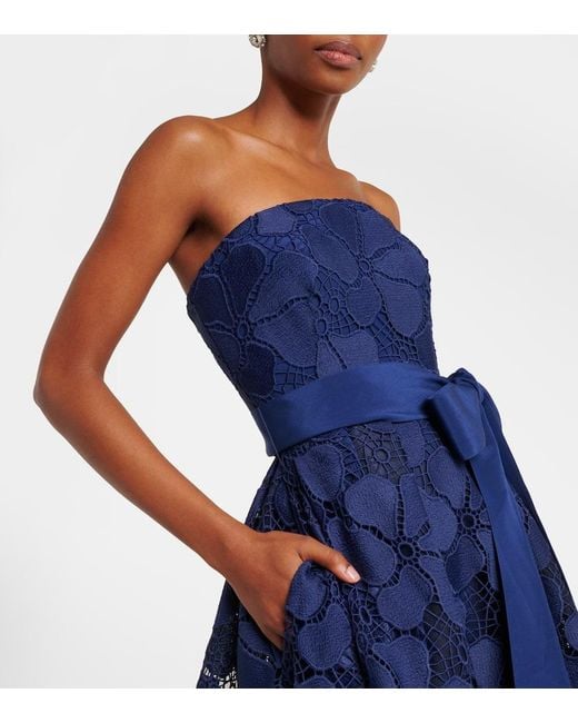 Elie Saab Blue Lace Bustier Gown