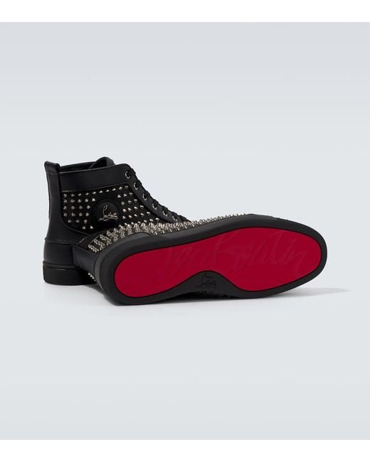 Christian Louboutin Louis Spikes Leather Sneakers in Black for Men Lyst