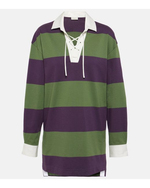 Dries Van Noten Green Colorblocked Cotton-blend Sweatshirt