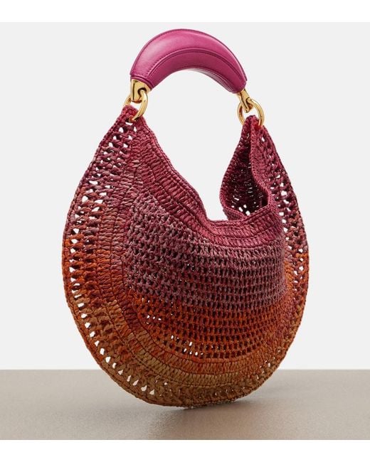 Chloé Red Summer Banana Medium Raffia Shoulder Bag